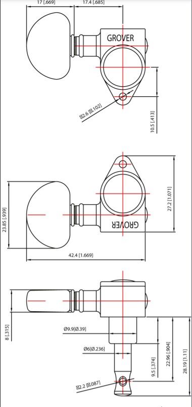 Grover 102CK Original Rotomatics Keystone 3+3 Elektro ve Akustik Gitar Burgu Takımı - 2