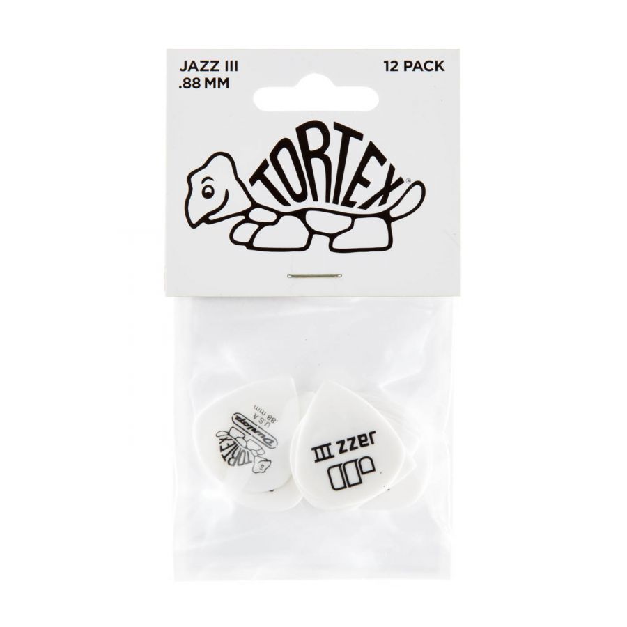 Jim Dunlop 482P0.88 Tortex White Jazz III Pena - 3