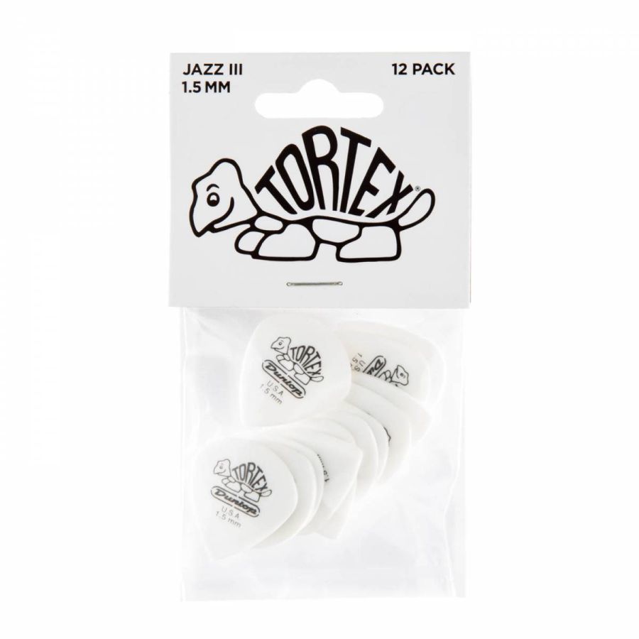 Jim Dunlop 482P1.50 Pitch Tortex White Jazz III -12'li Paket - 1