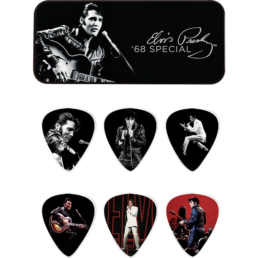 Jim Dunlop Elvis Presley '68 Special Pick Tin 6 Medium Pena Seti - 1