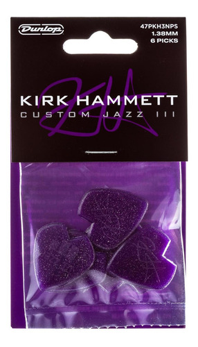 Jim Dunlop Kırk Hammett Jazz Iıı - Purple Sparkle 6'lı Pena Seti - 1