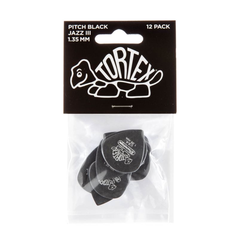 Jim Dunlop Tortex® Pitch Black Jazz III 1.35 12'li Set Pena - 1