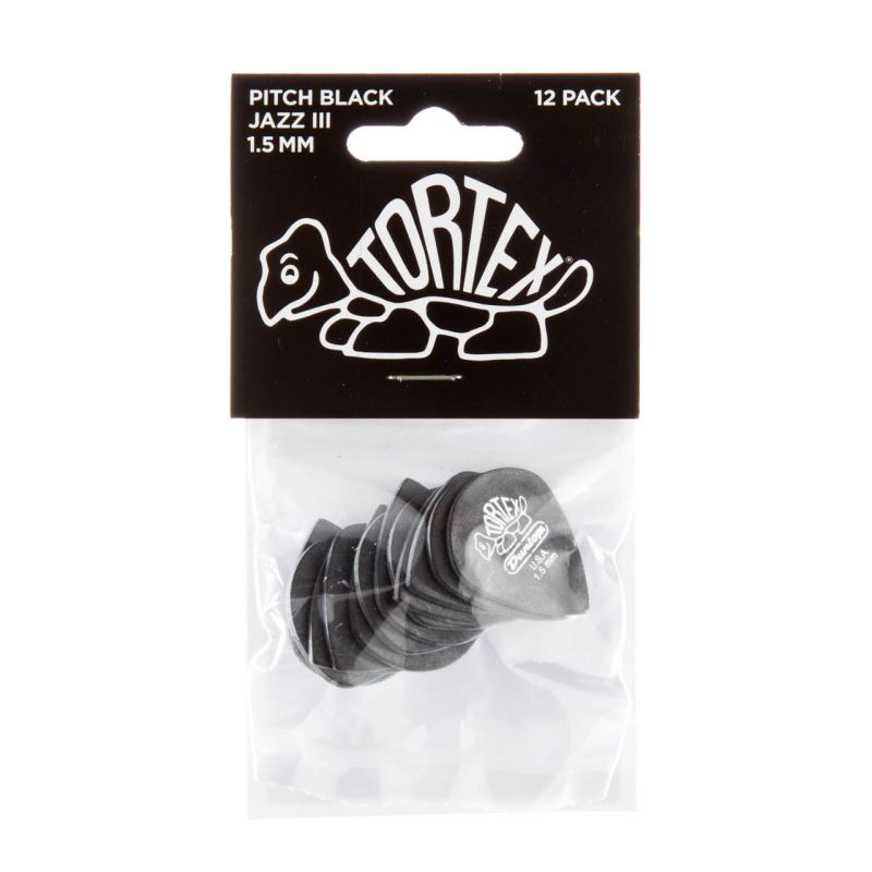 Jim Dunlop Tortex® Pitch Black Jazz III 1.5mm 12'li Set - 1