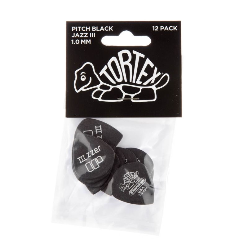 Jim Dunlop Tortex® Pitch Black Jazz III 1mm 12'li Set Pena - 1