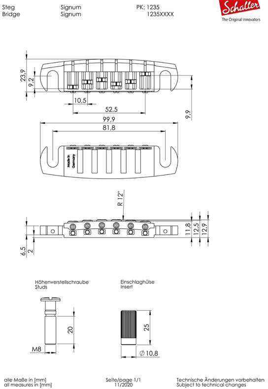 Schaller Signum Les Paul Stil Elektro Gitar Köprüsü (Gold) - 2