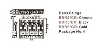 Dr Parts BBR5-CR 5 Telli Bas Gitar Köprü Chrome - Thumbnail