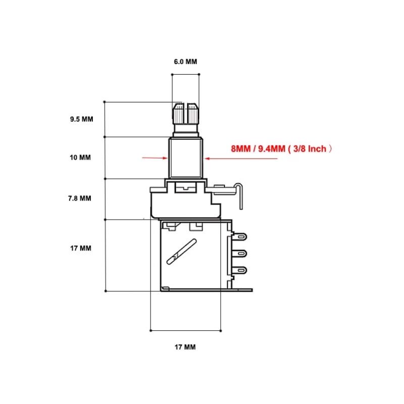 WD B500K 9.4mm Geniş Shaft Pushpush Gitar Potans - 2